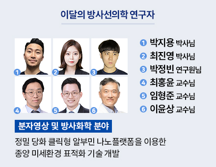 [분자영상 및 방사화학 분야] 박지용 박사님, 최진영 박사님, 박정빈 연구원님, 최홍윤 교수님, 임형준 교수님, 이윤상 교수님